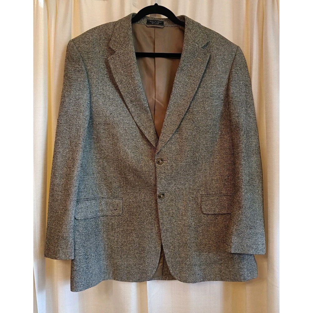 Jeffrey Banks Men's 100% Silk Gray Plaid 2 Button Blazer‎ Size 44R